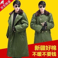 尤薩棉大衣男老式過膝冬季加厚長(zhǎng)款保安大衣黃大衣防寒服勞保棉襖棉服 足六斤一級(jí)棉精品軍綠大衣